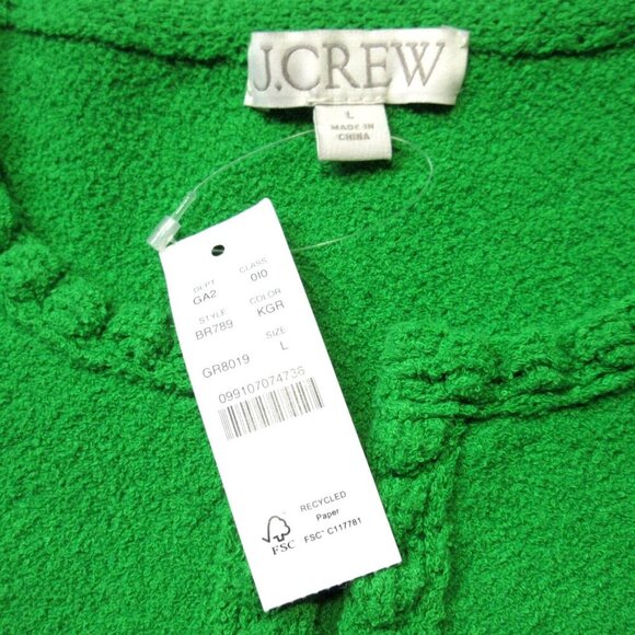 NWT J.Crew Odette Sweater Lady Jacket in Kelly Cotton-blend Boucle Cardigan L - Picture 4 of 4
